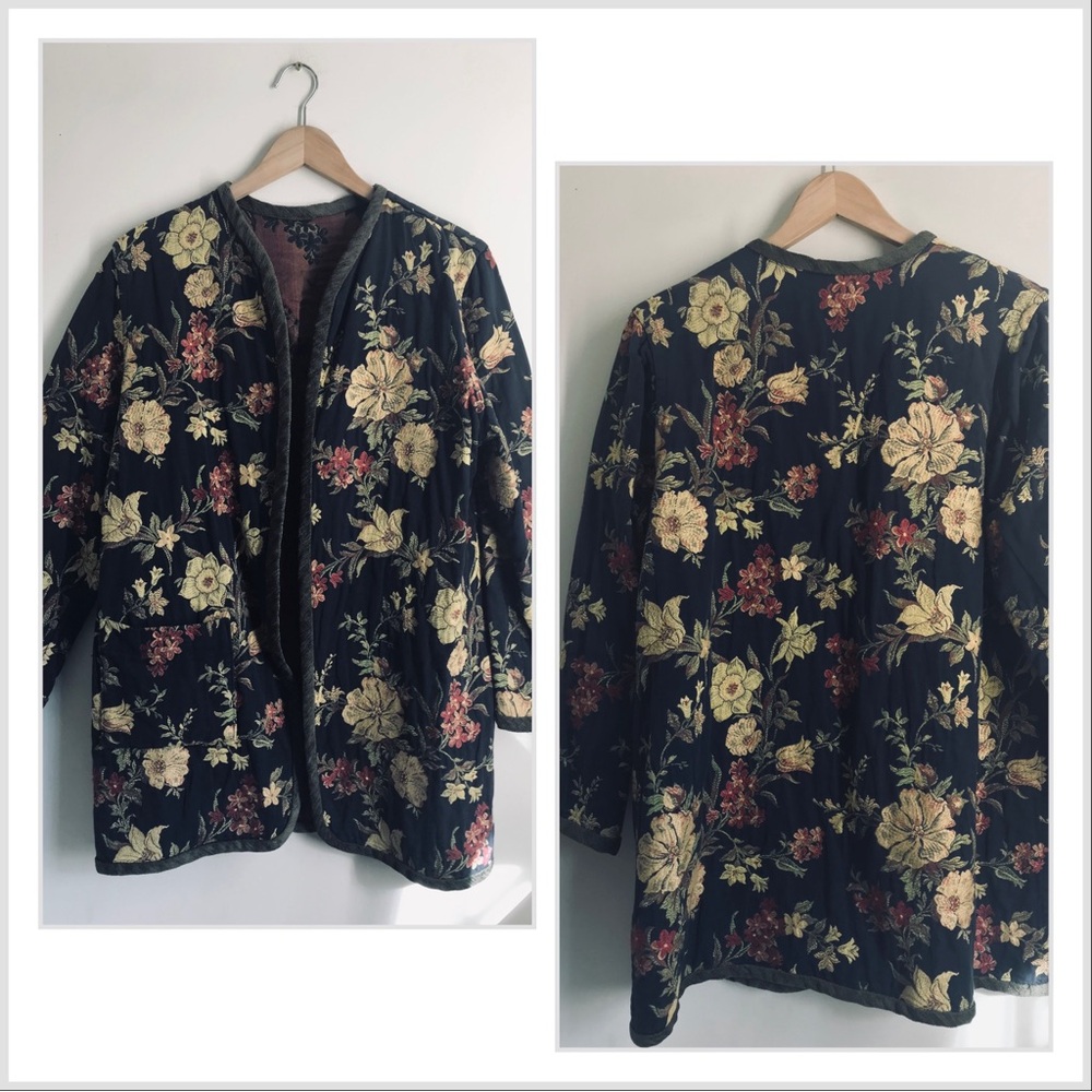 Vintage Vindago Design Floral Tapestry Reversible Art to Wear Kimono Jacket - Picture 2 of 12